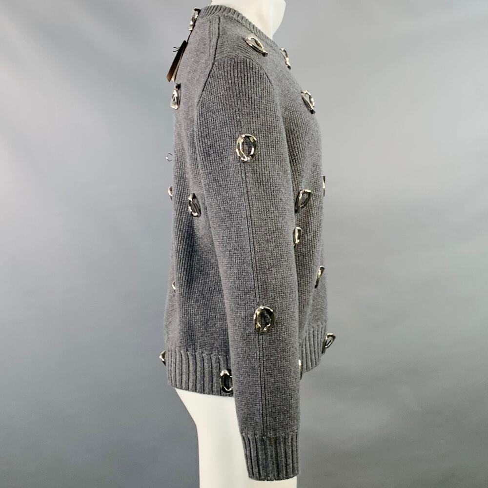 BURBERRY Size XS Grey Embellishment Cashmere Wool Crew Neck Sweater - Picture 3 of 6